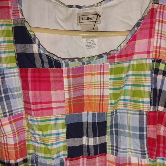 LL Bean Madras Plaid Patchwork Dress Sz.10P - Picture 5 of 8